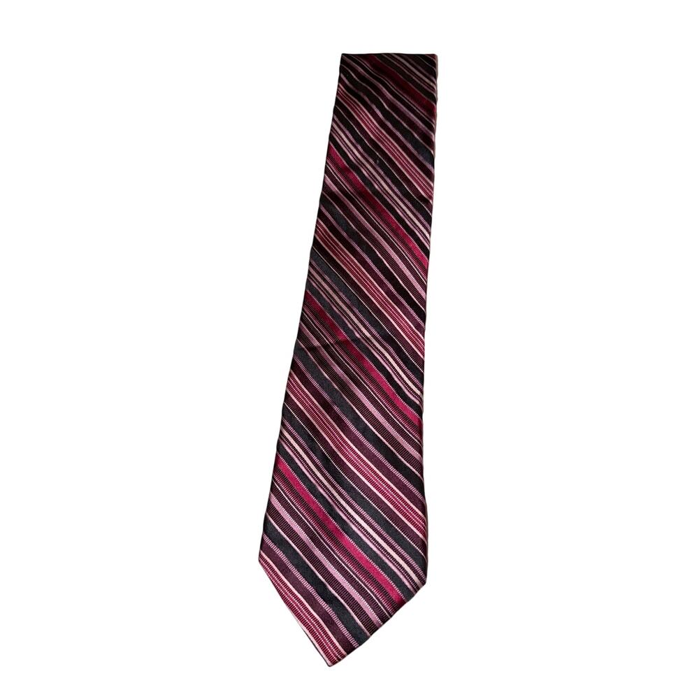 Michael Kors shades of pink diagonal stripe neck tie 100% silk USA made